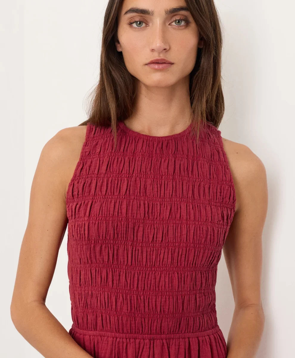 clearance coastal double gauze smocked dress