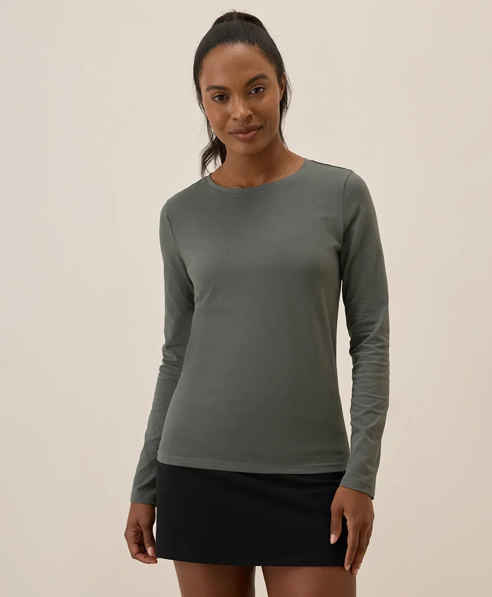 clearance luxe stretch jersey slim long sleeve tee