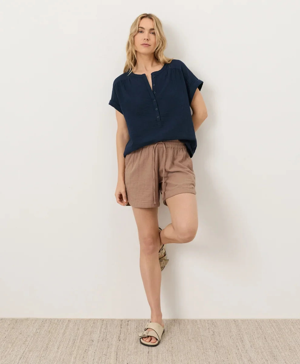 clearance coastal double gauze short sleeve popover