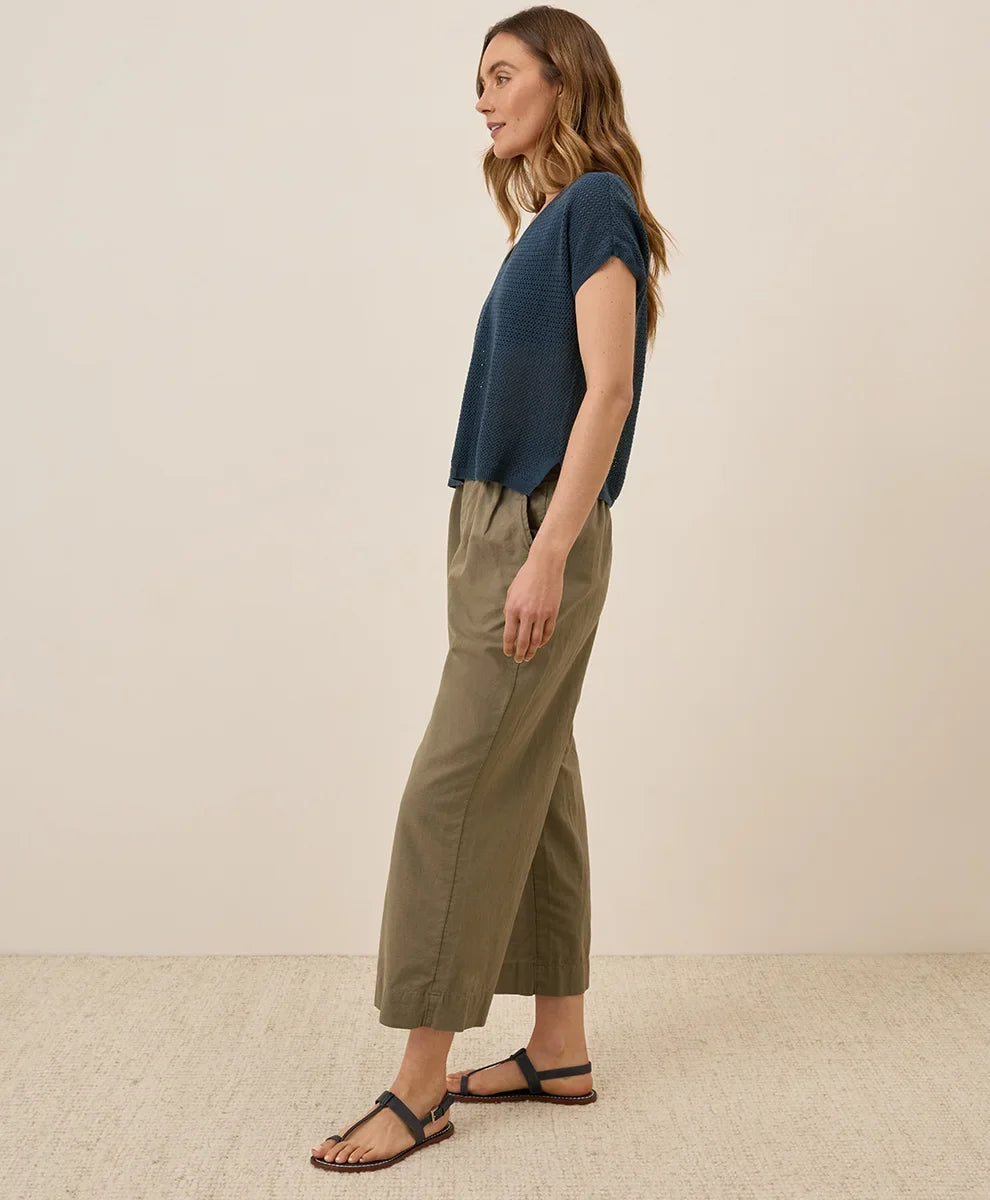 clearance canopy linen blend pleated trouser