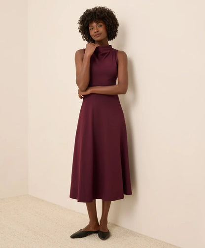 clearance fit & flare cowl neck dress