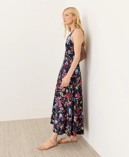 fit & flare open back maxi dress