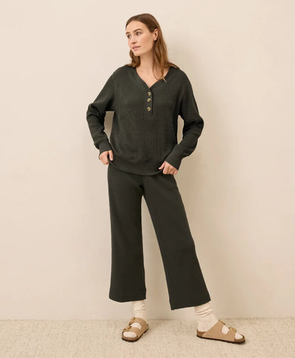clearance thermal waffle wide leg pant