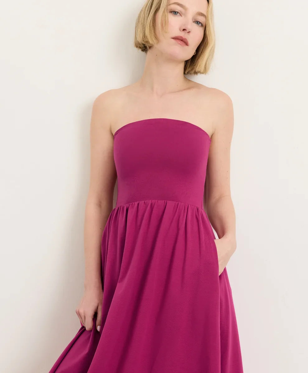 clearance fit & flare strapless dress