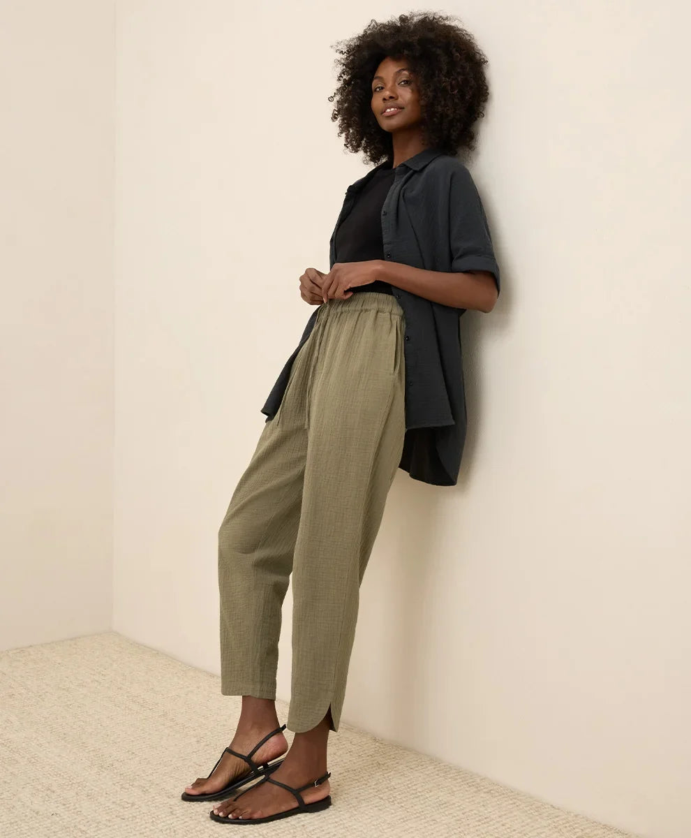 clearance coastal double gauze tapered pull-on pant