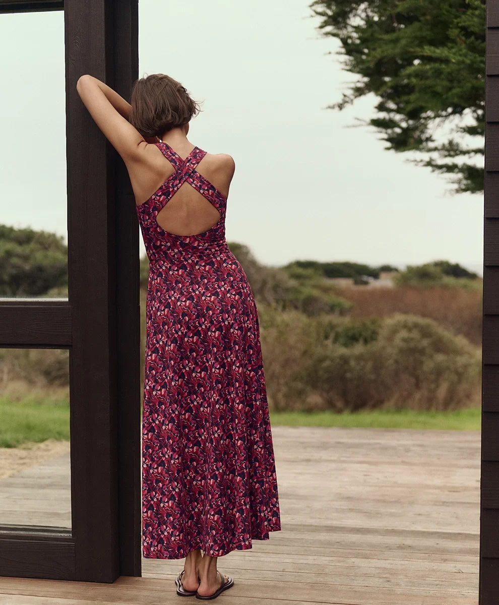 clearance fit & flare open back maxi dress