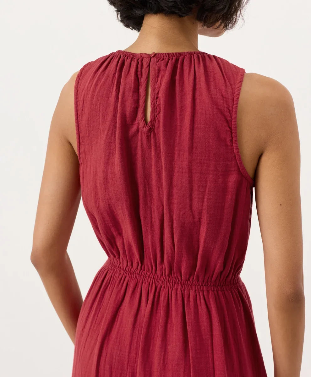 coastal double gauze tiered midi dress