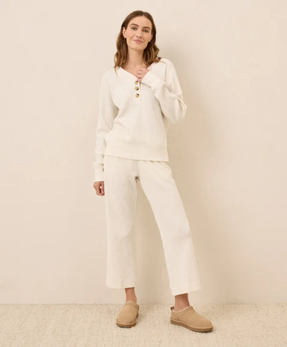 clearance thermal waffle wide leg pant