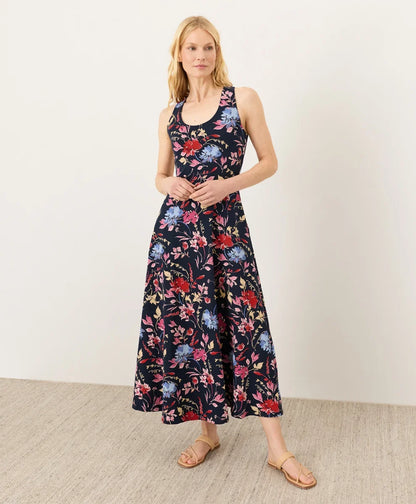 fit & flare open back maxi dress