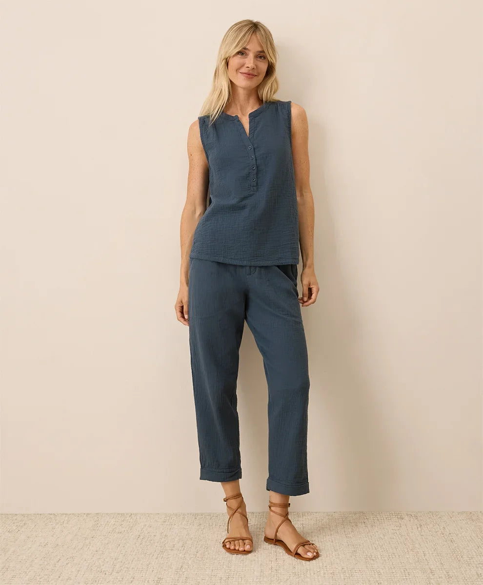 clearance coastal double gauze henley tank