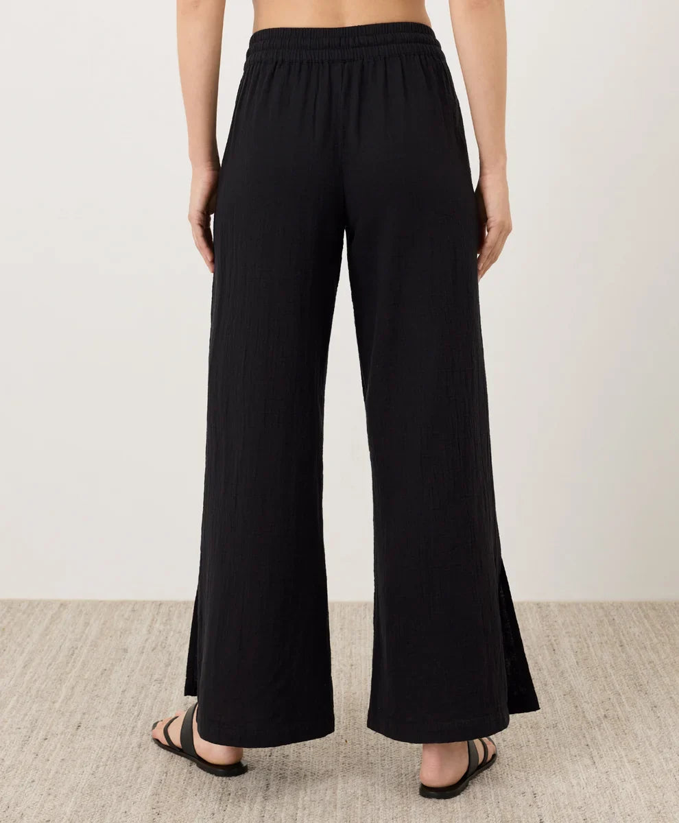 coastal double gauze split hem pant