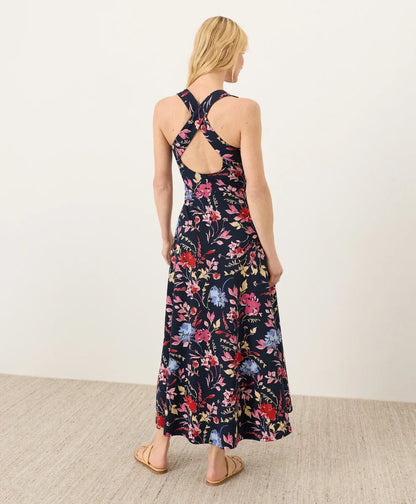 fit & flare open back maxi dress