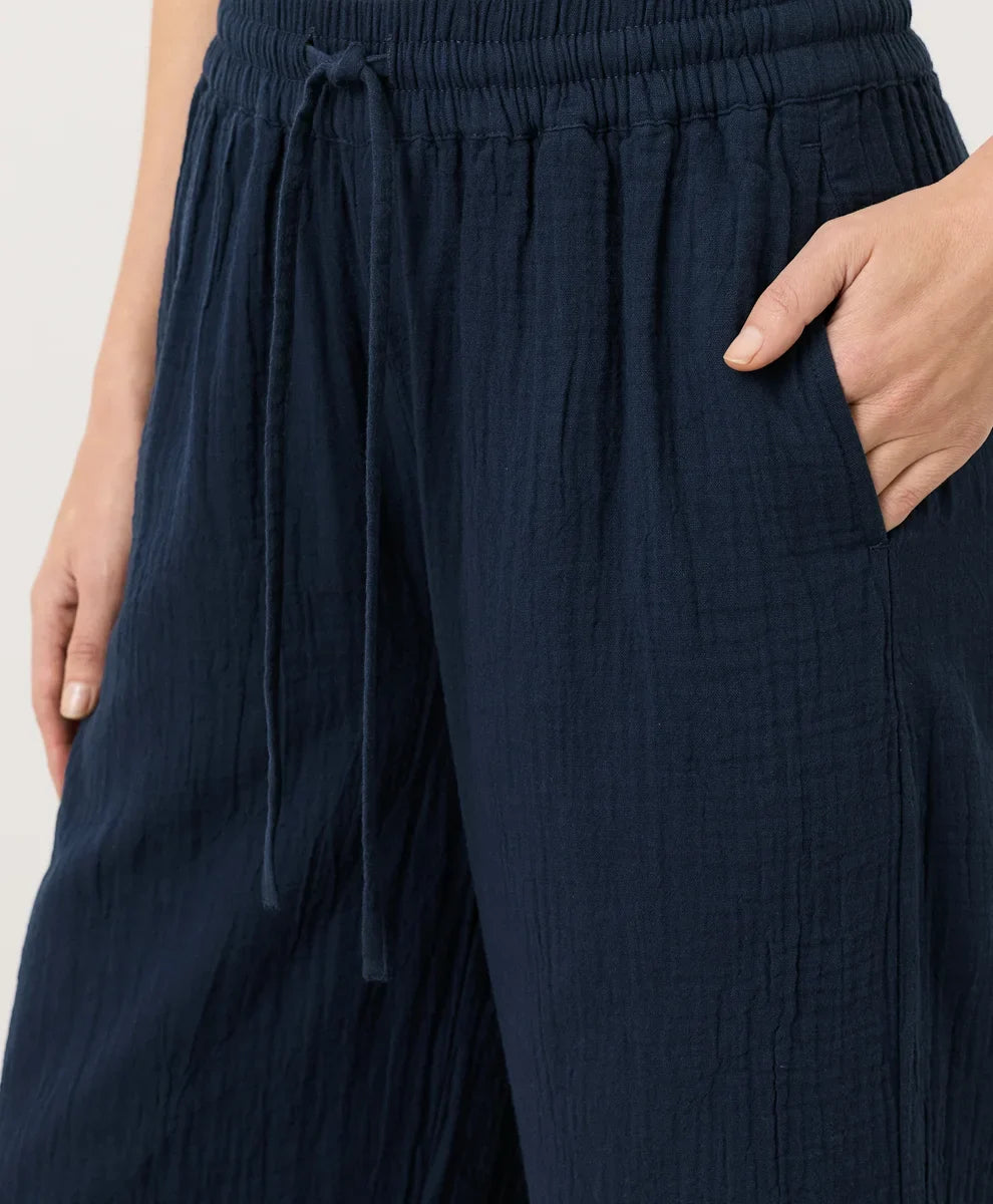 coastal double gauze split hem pant