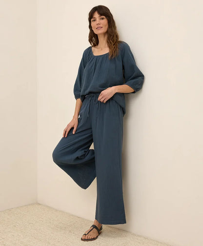 clearance coastal double gauze split hem pant