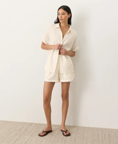 coastal double gauze curved hem short