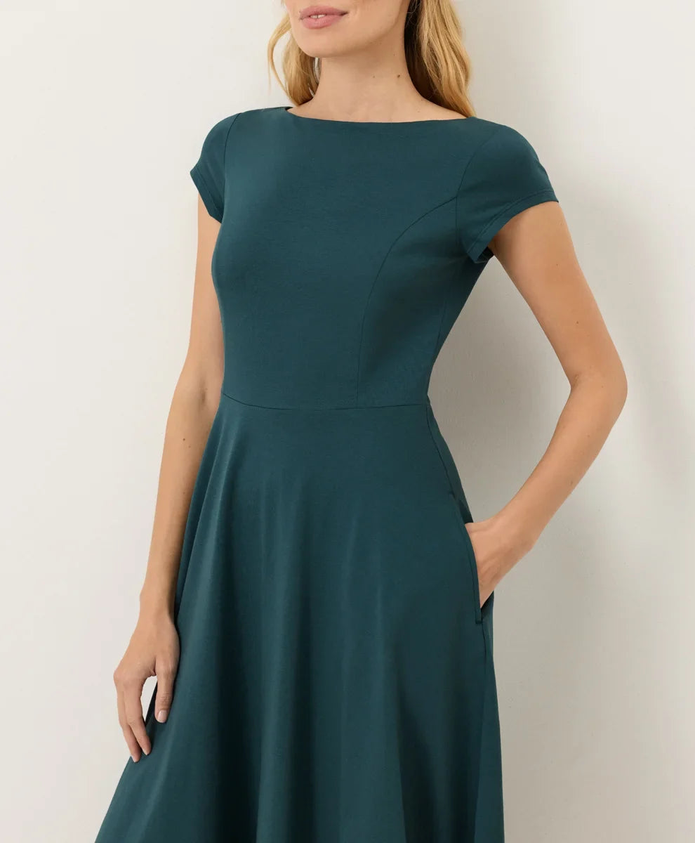 fit & flare ballet neck dress