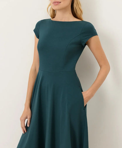 fit & flare ballet neck dress