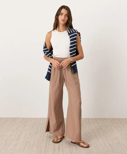 clearance coastal double gauze split hem pant