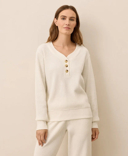 clearance thermal waffle henley pullover