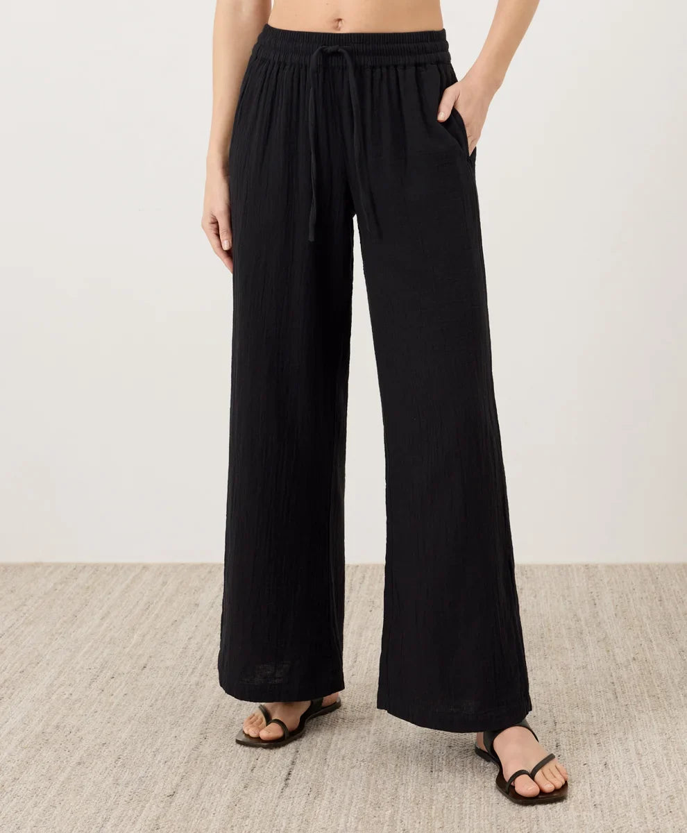 coastal double gauze split hem pant
