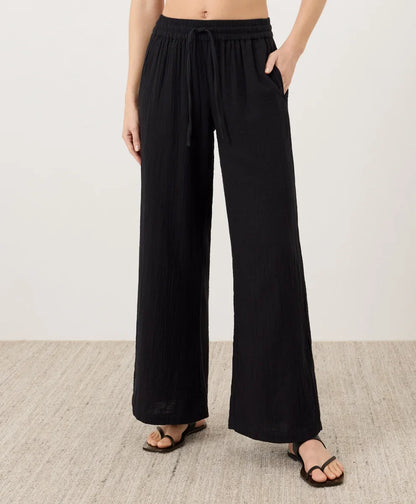 coastal double gauze split hem pant
