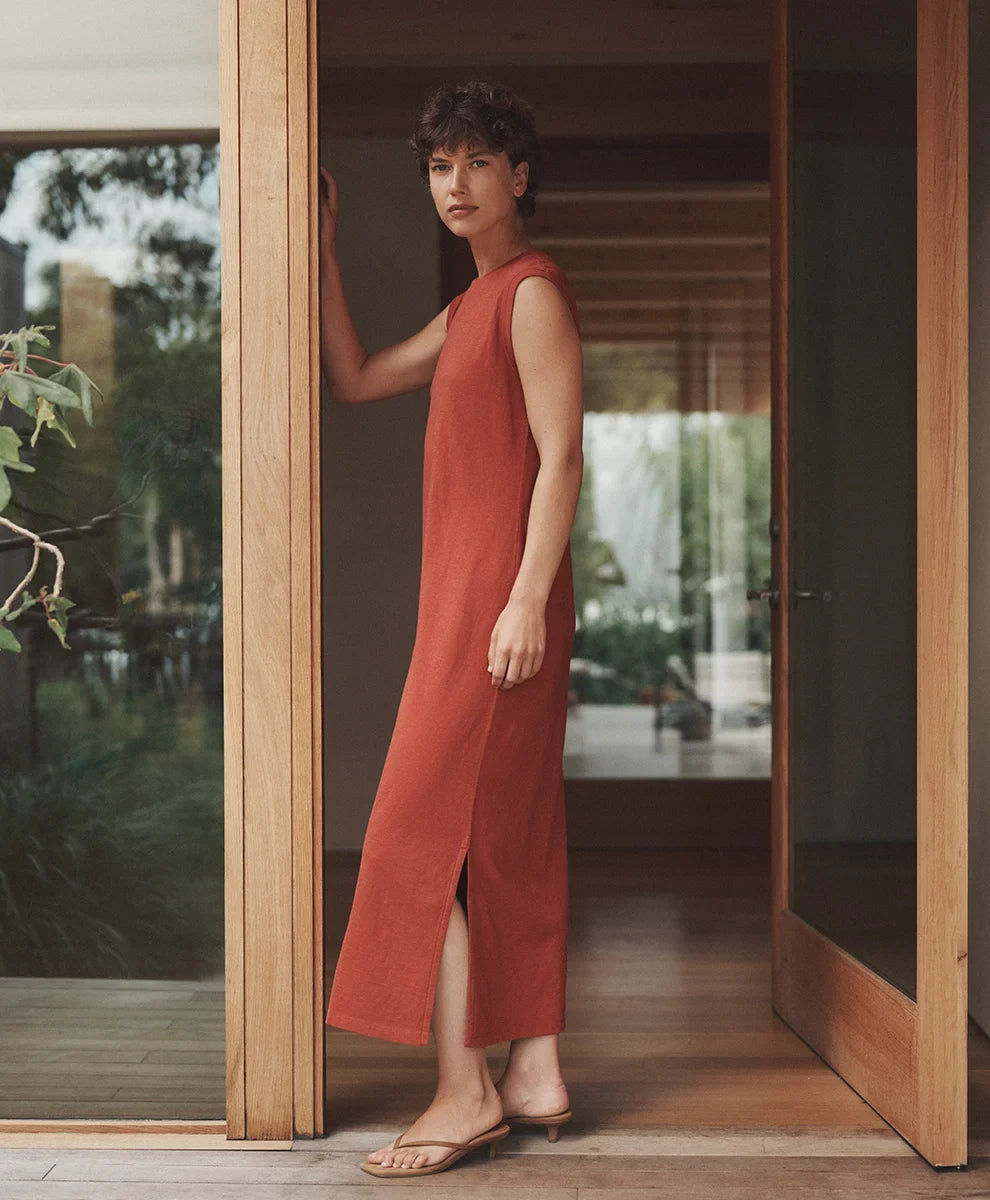 soft-slub essential easy muscle tee maxi dress