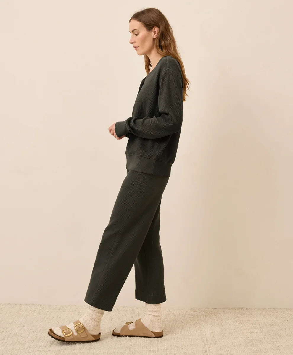 clearance thermal waffle wide leg pant