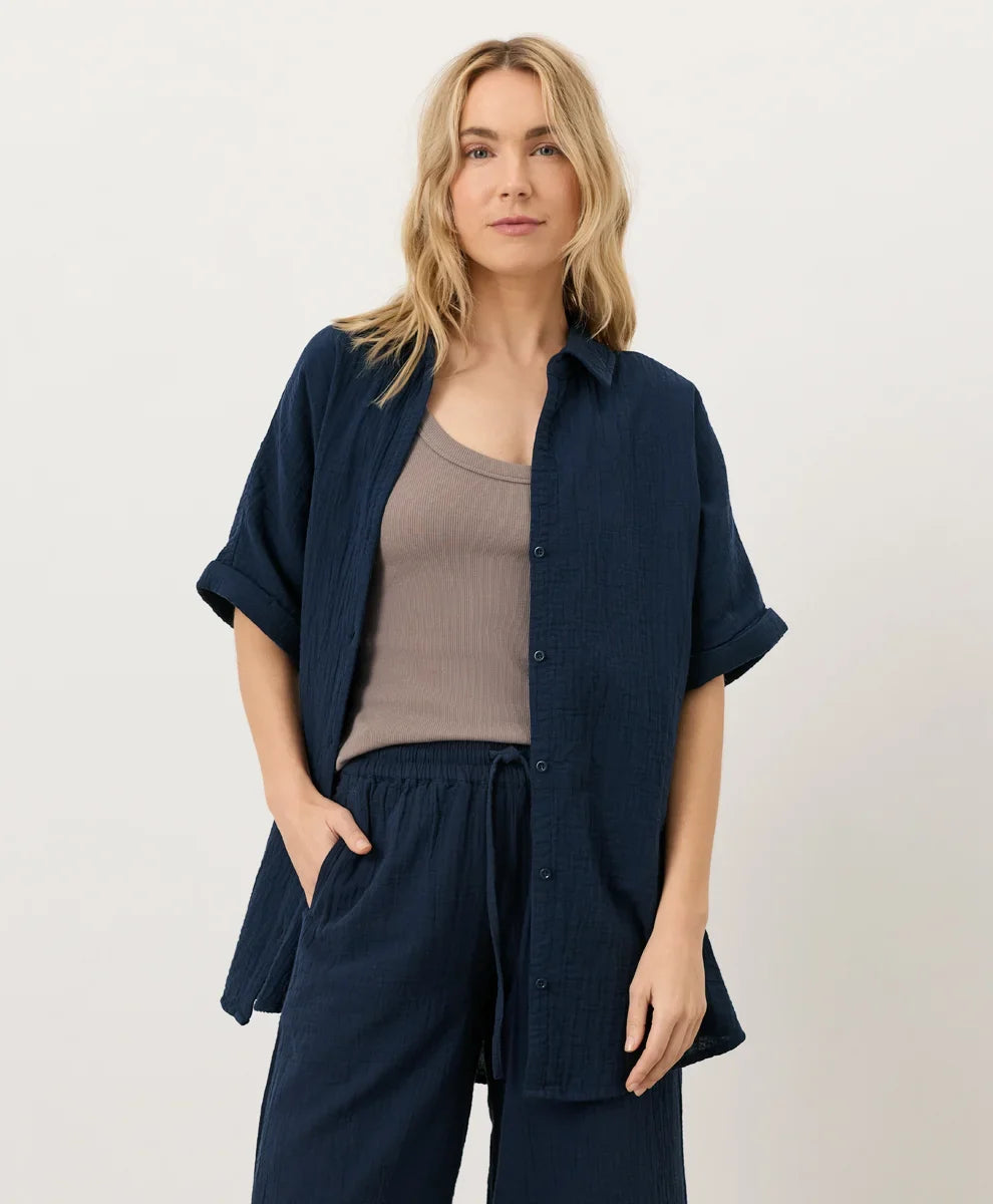 clearance coastal double gauze oversized shirt