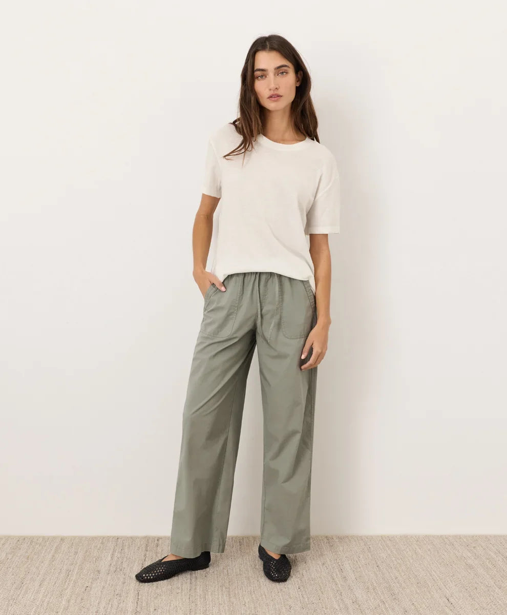 clearance stretch poplin wide leg pant