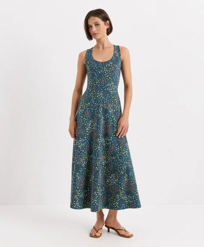 fit & flare open back maxi dress