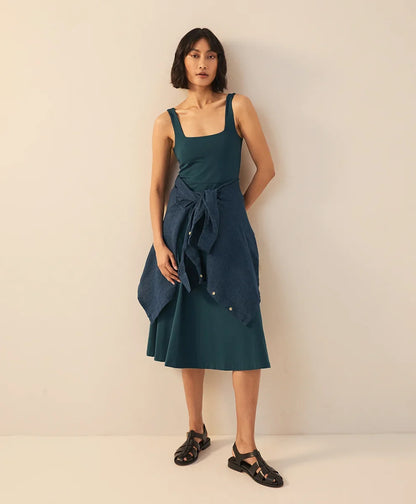 fit & flare square neck dress